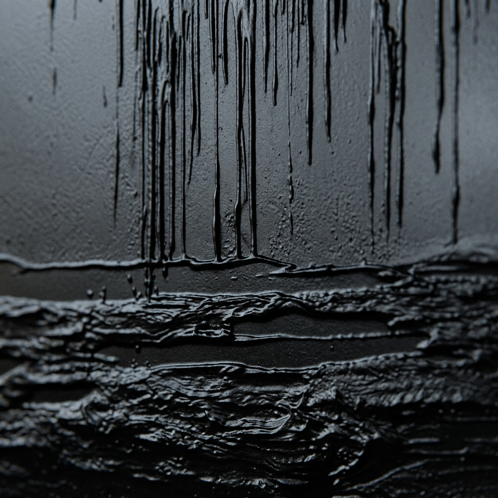 Close-up interpretation of the vertical lines and black wave reliefs of NOCTURNE