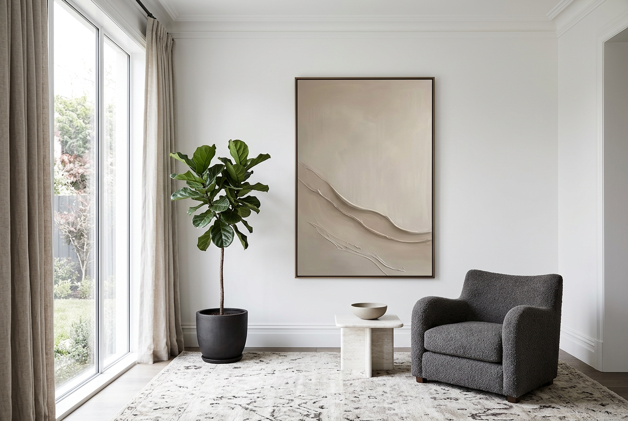 CRASHING WAVES with a dark frame in an elegant reading corner